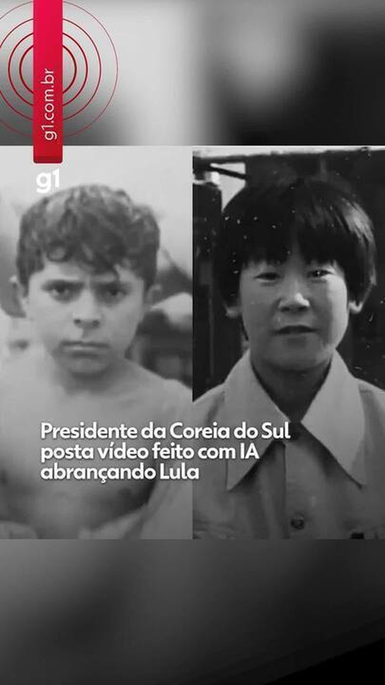 Presidente da Coreia do Sul publica vídeo feito por IA em que aparece abraçando Lula na infância: 'Somos irmãos'